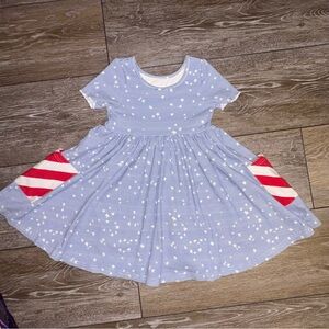 SweetHoney Blue Stripe Stars Twirl Dress 4T